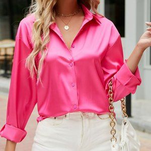 Solid color V-neck long sleeve shirt